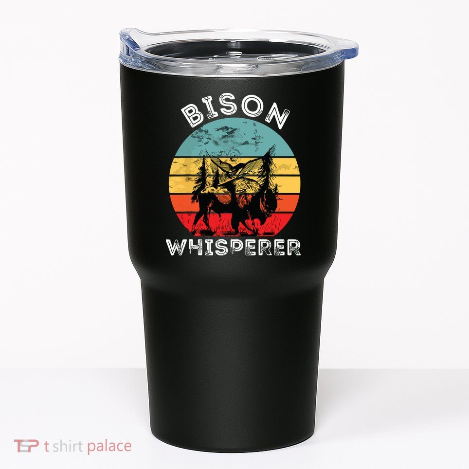 Bison Whisperer Buffalo Cattle Vintage Retro Sunset Colorado Tumbler