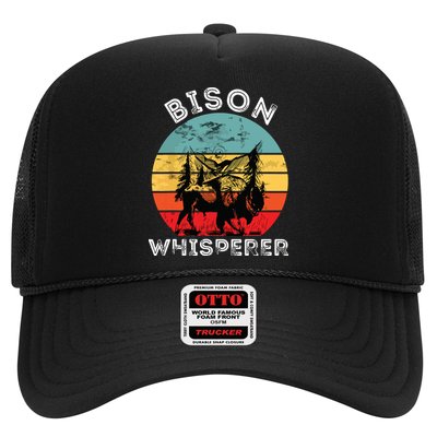 Bison Whisperer Buffalo Cattle Vintage Retro Sunset Colorado Trucker Hat