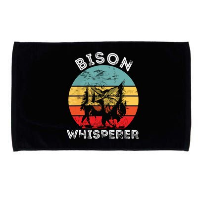 Bison Whisperer Buffalo Cattle Vintage Retro Sunset Colorado Microfiber Hand Towel
