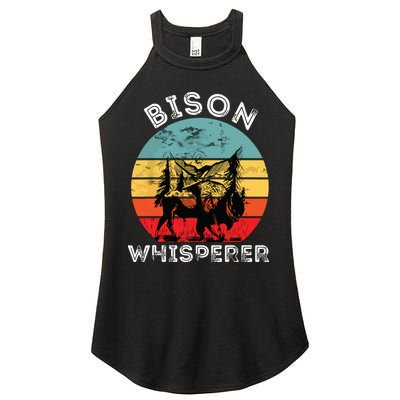 Bison Whisperer Buffalo Cattle Vintage Retro Sunset Colorado Women's Perfect Tri Rocker Tank