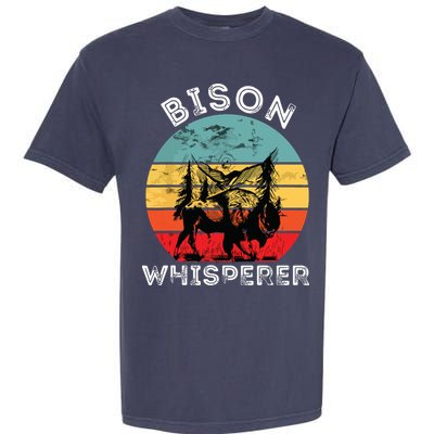 Bison Whisperer Buffalo Cattle Vintage Retro Sunset Colorado Garment-Dyed Heavyweight T-Shirt