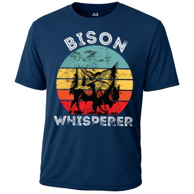 Bison Whisperer Buffalo Cattle Vintage Retro Sunset Colorado Performance Shirt