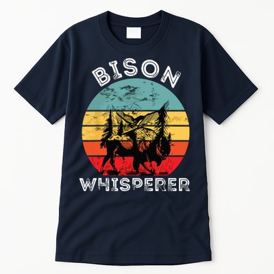 Bison Whisperer Buffalo Cattle Vintage Retro Sunset Colorado Tall T-Shirt