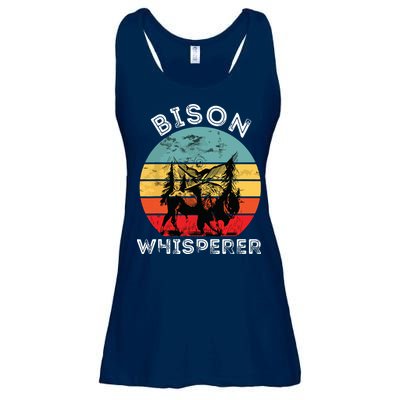Bison Whisperer Buffalo Cattle Vintage Retro Sunset Colorado Ladies Essential Flowy Tank