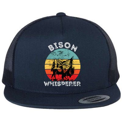 Bison Whisperer Buffalo Cattle Vintage Retro Sunset Colorado Flatbill Hat