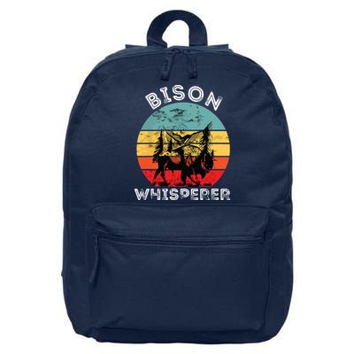 Bison Whisperer Buffalo Cattle Vintage Retro Sunset Colorado 16 in Basic Backpack
