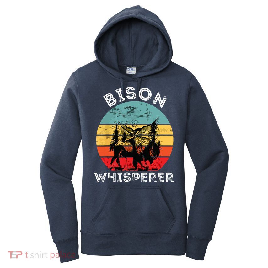Bison Whisperer Buffalo Cattle Vintage Retro Sunset Colorado Women's Pullover Hoodie