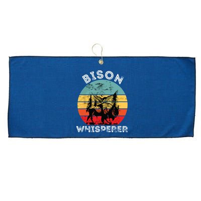 Bison Whisperer Buffalo Cattle Vintage Retro Sunset Colorado Large Microfiber Waffle Golf Towel