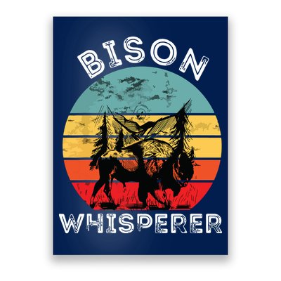 Bison Whisperer Buffalo Cattle Vintage Retro Sunset Colorado Poster