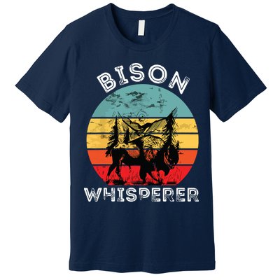 Bison Whisperer Buffalo Cattle Vintage Retro Sunset Colorado Premium T-Shirt