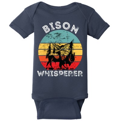Bison Whisperer Buffalo Cattle Vintage Retro Sunset Colorado Baby Bodysuit