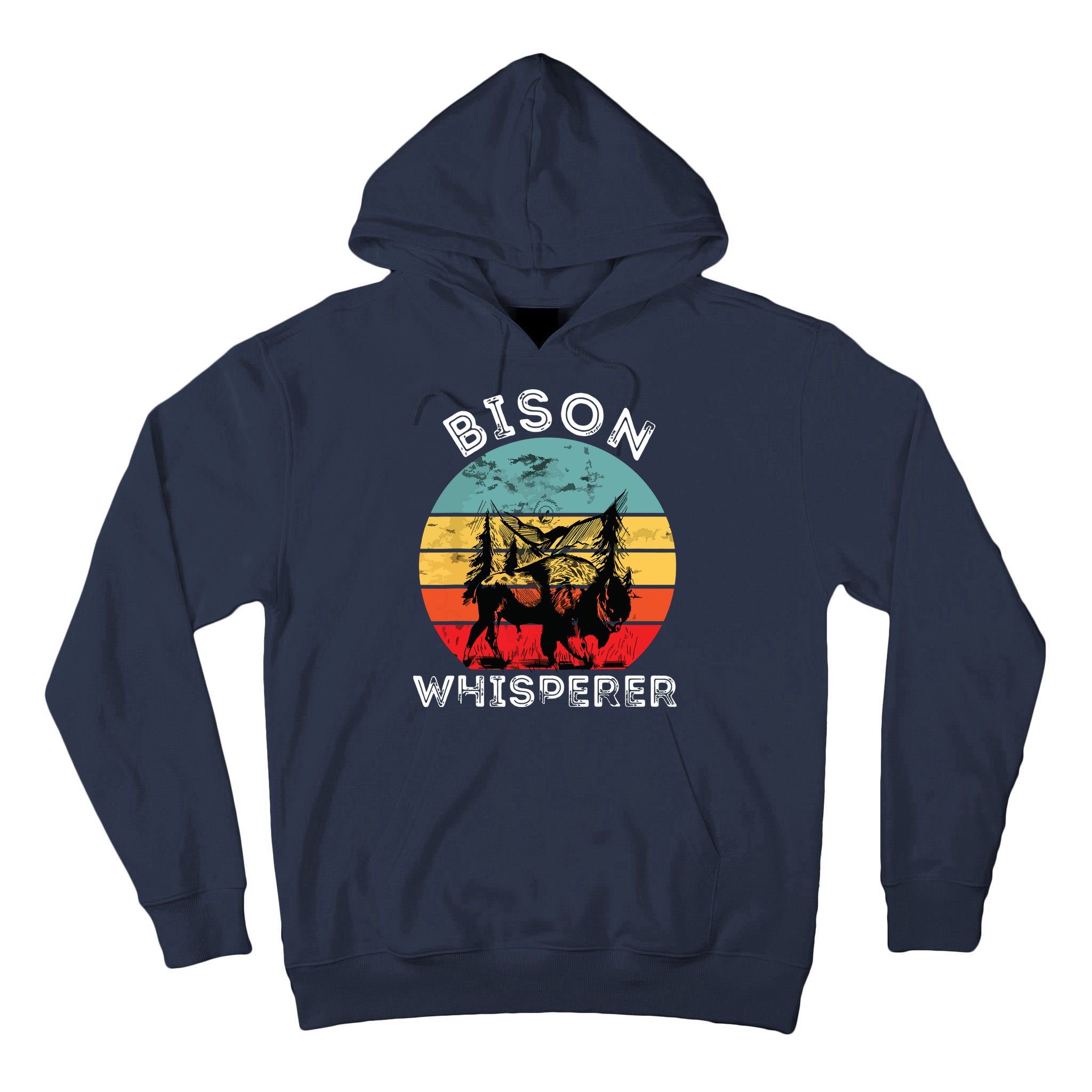 Bison Whisperer Buffalo Cattle Vintage Retro Sunset Colorado Tall Hoodie