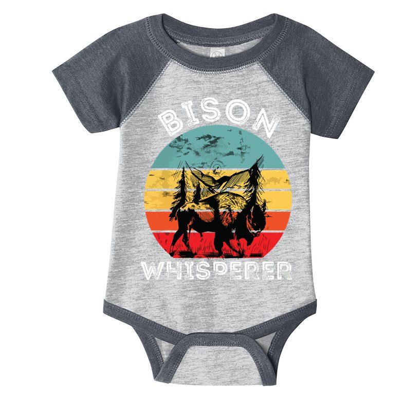 Bison Whisperer Buffalo Cattle Vintage Retro Sunset Colorado Infant Baby Jersey Bodysuit