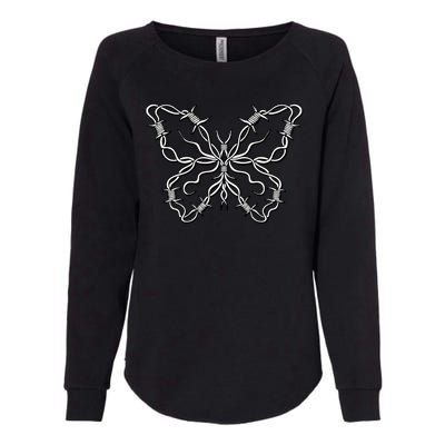 Barbed Wire Butterfly Womens California Wash Sweatshirt