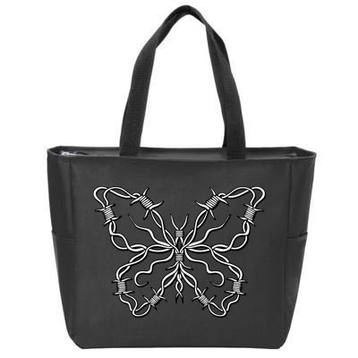 Barbed Wire Butterfly Zip Tote Bag