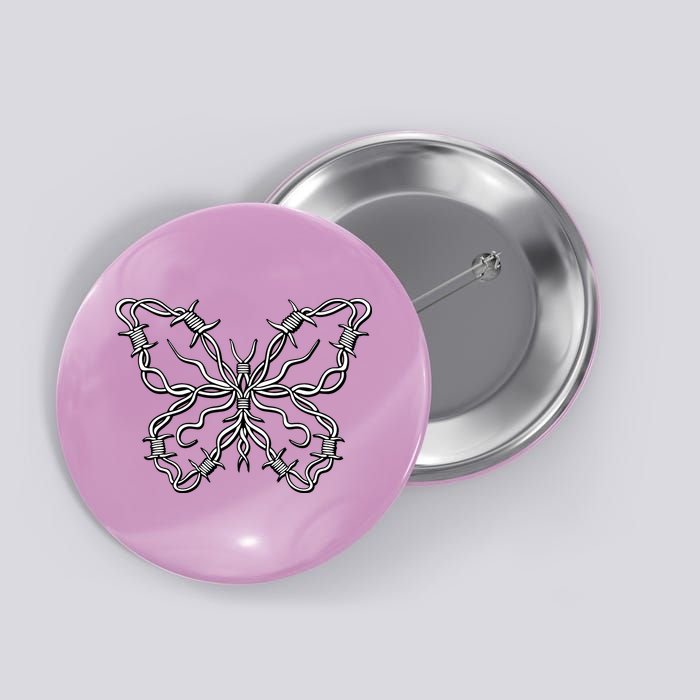 Barbed Wire Butterfly Button