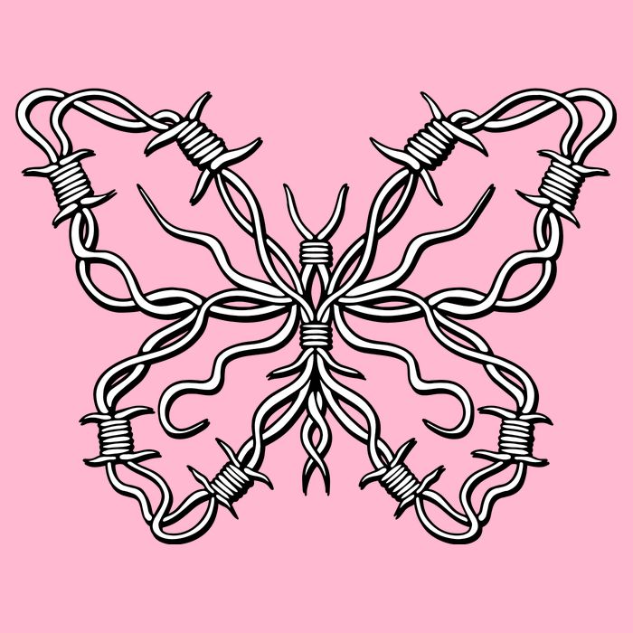 Barbed Wire Butterfly Button