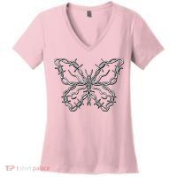 Barbed Wire Butterfly Women's V-Neck T-Shirt