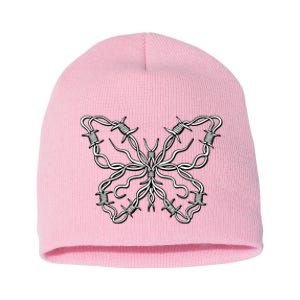 Barbed Wire Butterfly Short Acrylic Beanie