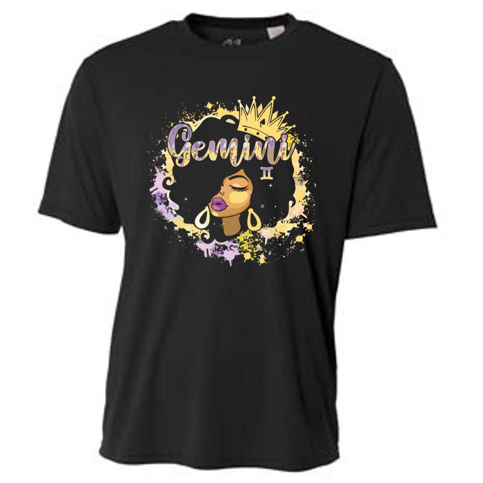 Black Women Birthday Melanin Girl Gemini Queen Cooling Performance Crew T-Shirt