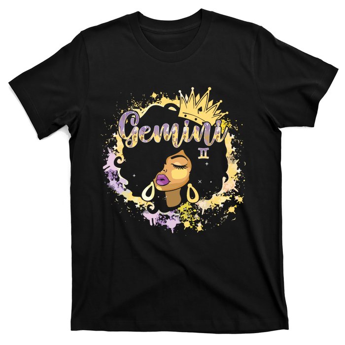 Black Women Birthday Melanin Girl Gemini Queen T-Shirt