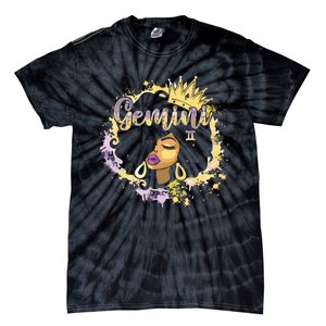 Black Women Birthday Melanin Girl Gemini Queen Tie-Dye T-Shirt