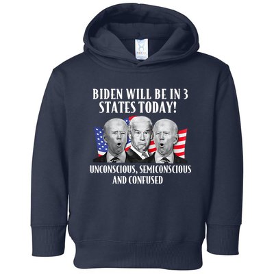 Biden Will Be In 3 States Today Funny Joe Biden Anti Biden Toddler Hoodie