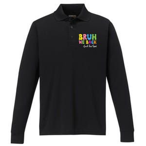 Bruh We Back Happy First Day Of School Lunch Hero Squad Gift Performance Long Sleeve Polo