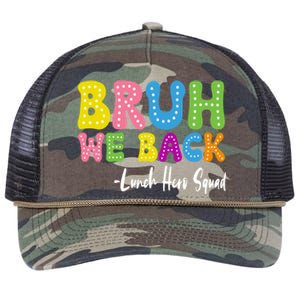 Bruh We Back Happy First Day Of School Lunch Hero Squad Gift Retro Rope Trucker Hat Cap