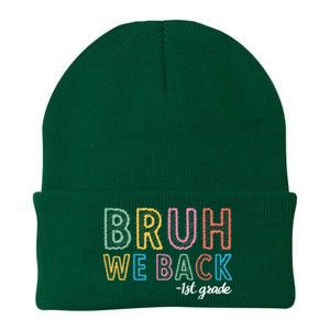 Bruh We Back 1st Grade Back To School 2024 Knit Cap Winter Beanie