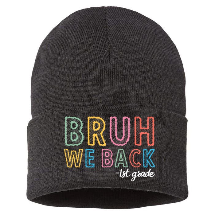 Bruh We Back 1st Grade Back To School 2024 Sustainable Knit Beanie