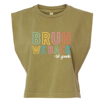 Bruh We Back 1st Grade Back To School 2024 Garment-Dyed Women's Muscle Tee