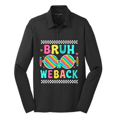 Bruh We Back To School Cute Color Bright Doodle Silk Touch Performance Long Sleeve Polo