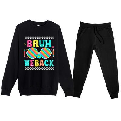 Bruh We Back To School Cute Color Bright Doodle Premium Crewneck Sweatsuit Set