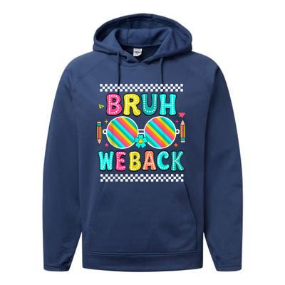 Bruh We Back To School Cute Color Bright Doodle Performance Fleece Hoodie