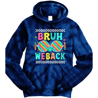 Bruh We Back To School Cute Color Bright Doodle Tie Dye Hoodie