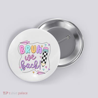 Bruh We Back Teacher Checkered Pencil Button