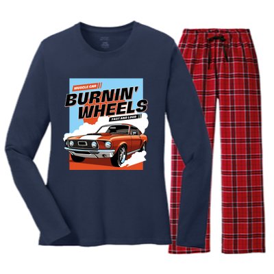 Burnin Wheels Women's Long Sleeve Flannel Pajama Set 