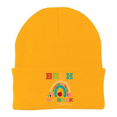 Bruh We Back Teachers RạInbow Knit Cap Winter Beanie