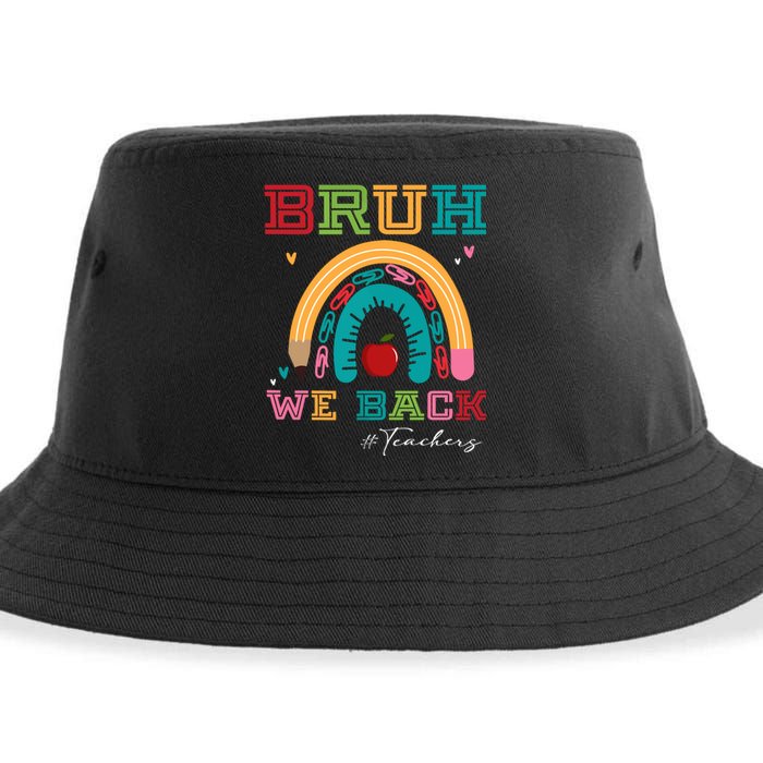 Bruh We Back Teachers RạInbow Sustainable Bucket Hat