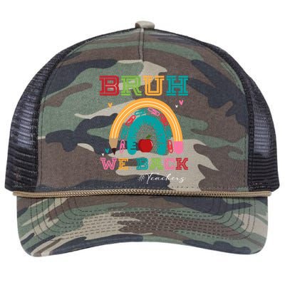 Bruh We Back Teachers RạInbow Retro Rope Trucker Hat Cap