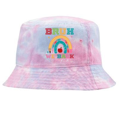 Bruh We Back Teachers RạInbow Tie-Dyed Bucket Hat