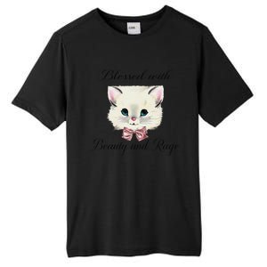 Blessed With Beauty And Rage Cute Lovely Cat Face Ribbon Tall Fusion ChromaSoft Performance T-Shirt