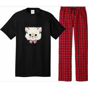 Blessed With Beauty And Rage Cute Lovely Cat Face Ribbon Pajama Set