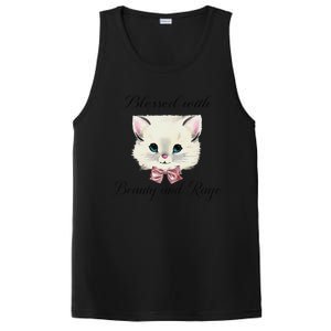 Blessed With Beauty And Rage Cute Lovely Cat Face Ribbon PosiCharge Competitor Tank