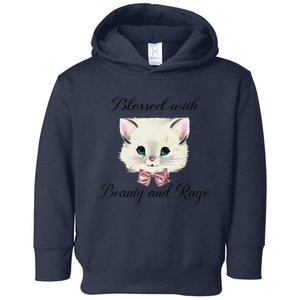 Blessed With Beauty And Rage Cute Lovely Cat Face Ribbon Toddler Hoodie