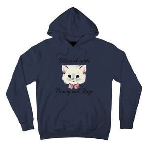 Blessed With Beauty And Rage Cute Lovely Cat Face Ribbon Tall Hoodie