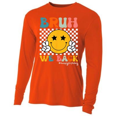 Bruh We Back Teachers Retro Smile Back To School Teacher Cooling Performance Long Sleeve Crew