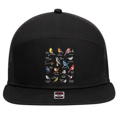 Bird Watching Bird Watcher Bird Lover Birder Birding Nerd 7 Panel Mesh Trucker Snapback Hat