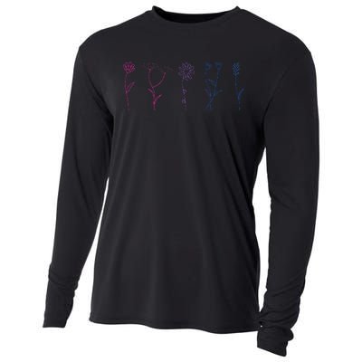 Bisexual Wildflower Bi Pride Bi Pride Bisexual Pride Cooling Performance Long Sleeve Crew